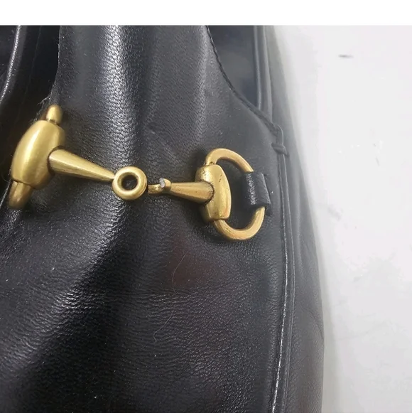 GUCCI Brixton Black Leather Horsebit Loafer Size EU 36.5 US 6.5 Collapsible Heel - Picture 8 of 16